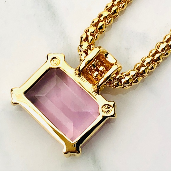 Vintage Swarovski Swan Purple Amethyst Crystal Pendant Rope Chain Necklace - Picture 10 of 10